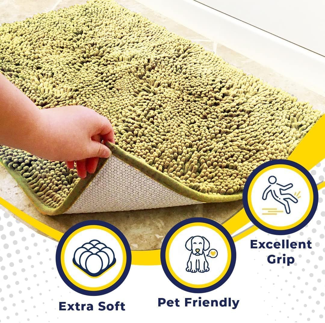 Muddy Mat® Original Dog Door Mat for Muddy Paws, Super Absorbent Microfiber, Non-Slip Washable Pet Rug, Quick Dry Chenille Entryway Carpet, Machine Washable Indoor Outdoor mat, Yellow 24"x35"