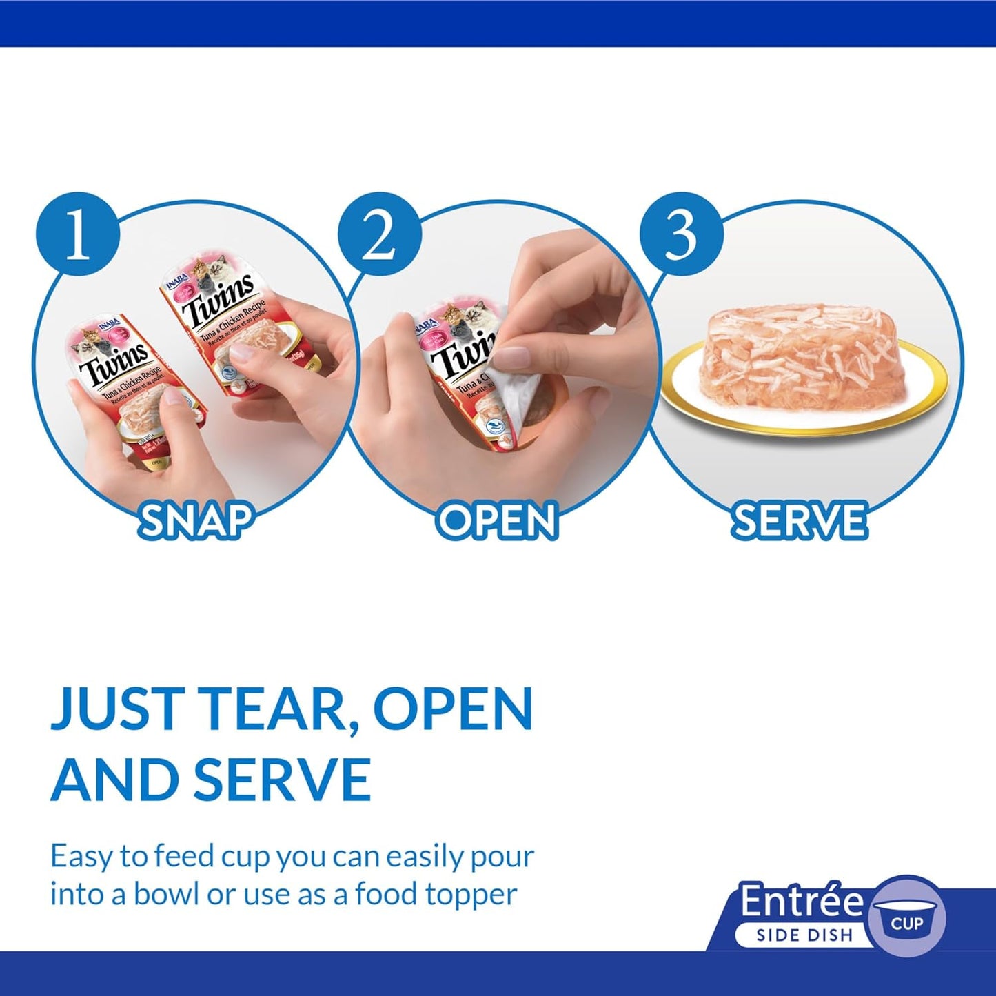 INABA Twins for Cats, Grain-Free Shredded Chicken & Broth Gelée Side Dish Cups, Tuna & Chicken Recipe, 1.23 Ounces per Serving, 19.68 Ounces Total (16 Count)