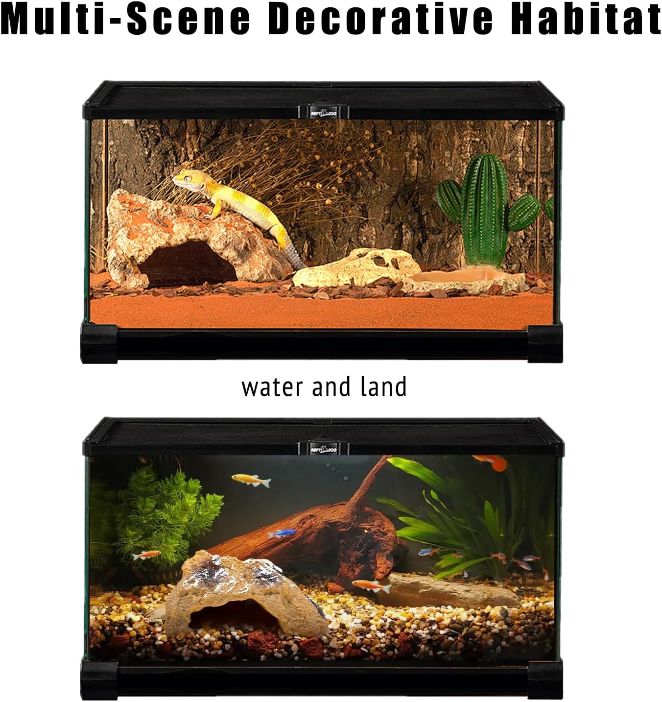Reptile Hide Cave,Resin Rock for Reptile and Amphibians,Terrarium & Aquarium Habitat Hideout for Bearded Dragons,Lizards,Snakes,Turtles,Geckos,Ball Pythons(Small)