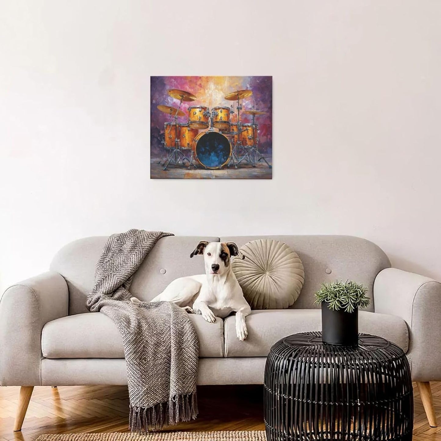 Music Wall Art Graffiti Musical Instruments Canvas Wall Decor Drum Pictures Painting Print Artwork Framed Decorations Gifts for Drummers Music Lover Studio Bar Musician Home Bedroom Living Room 20"x24"