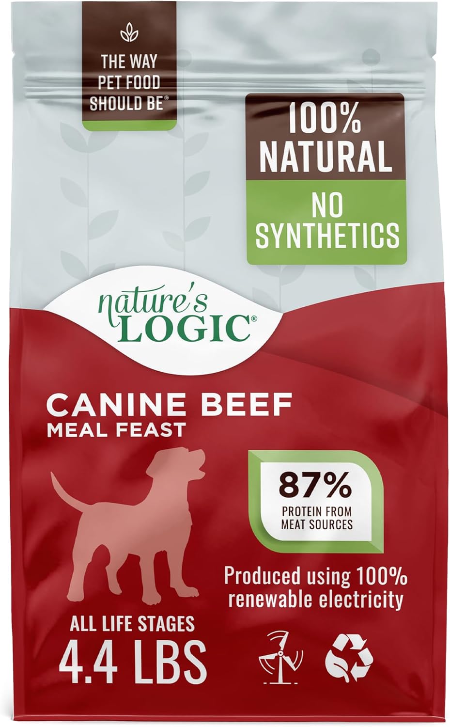 Nature's Logic Dry Dog Food - 100% Natural - No Synthetics - For All Ages, Sizes, Breeds - Free From Common Allergens, High Protein - Beef Meal Feast, 4.4lbs