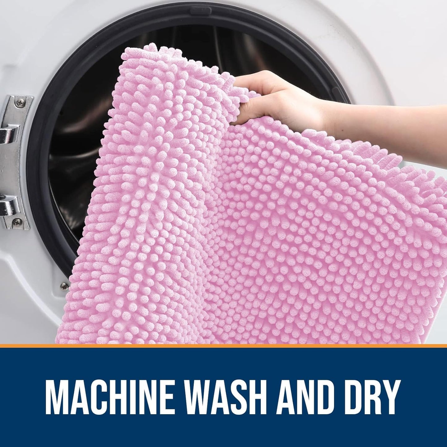 OLANLY Dog Door Mat for Muddy Paws 36x24, Absorbs Moisture and Dirt, Absorbent Non-Slip Washable Doormat, Quick Dry Chenille Mud Mat for Dogs, Entry Indoor Entryway Carpet for Inside Floor, Pink