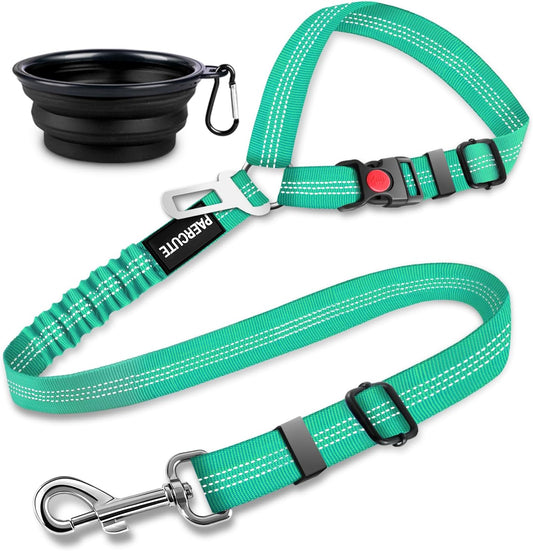 2 Piece Set Retractable Dog Car Seatbelts - Adjustable Pet Seat Belt for Vehicle Headrest Restraint - Heavy Duty & Elastic & Durable Car Harness