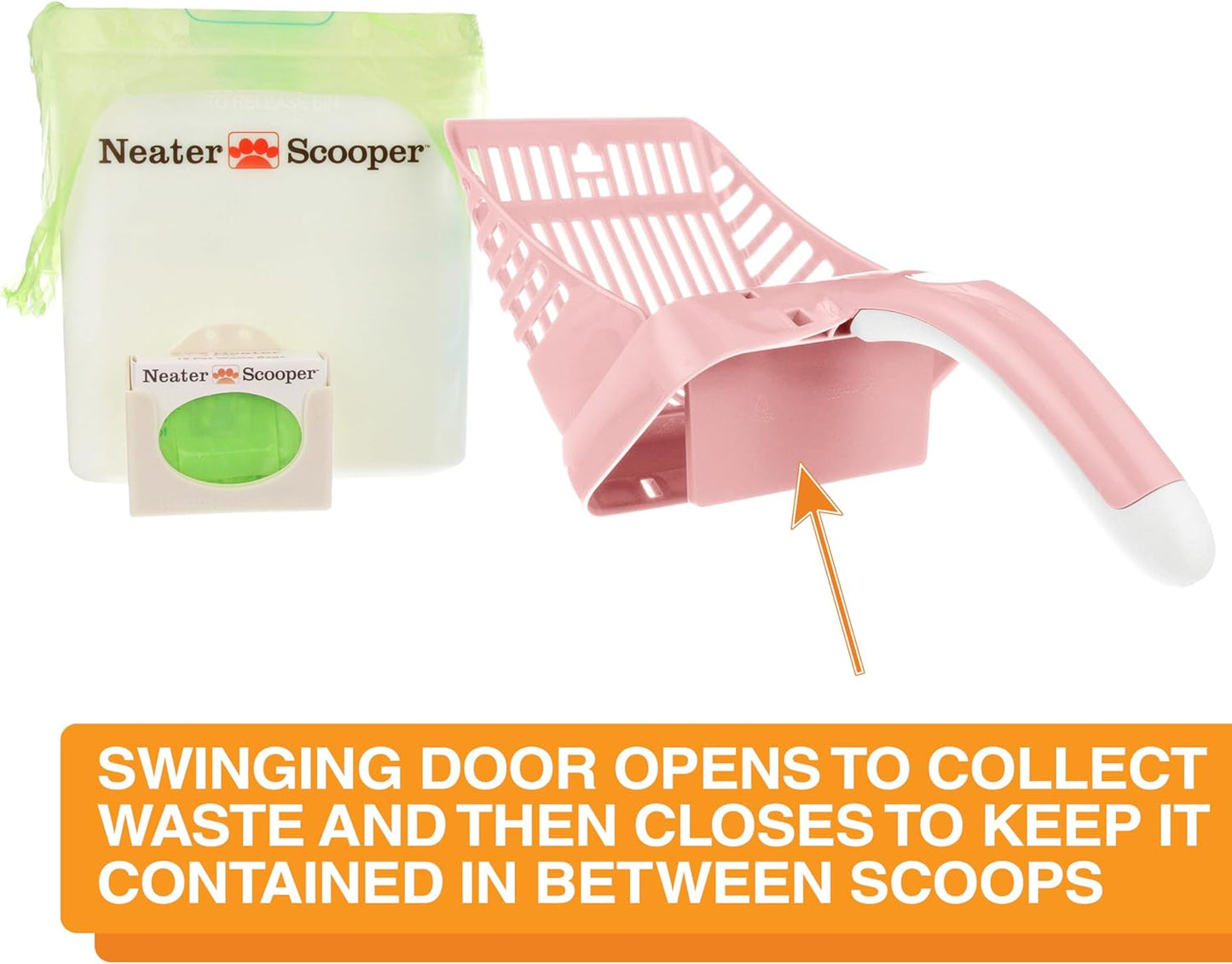 Neater Pet Brands Neater Scooper Standard Cat Litter Scoop, 15 Refill Bags – Mess-Free Cat Litter Scooper with Bag, Spill-Proof Kitty Box Sifter, Bin Doubles as Scoop Holder, For Single-Cat Households