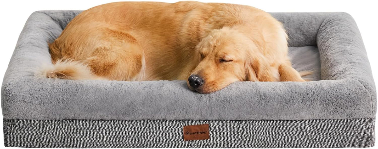 BFPETHOME Orthopedic Dog Bed for Large Sized Dogs – Washable Dog Couch Bed with Bolster Sides, Removable Waterproof Cover, Non-Slip Base, Comfortable Pet Bed for Better Sleeping