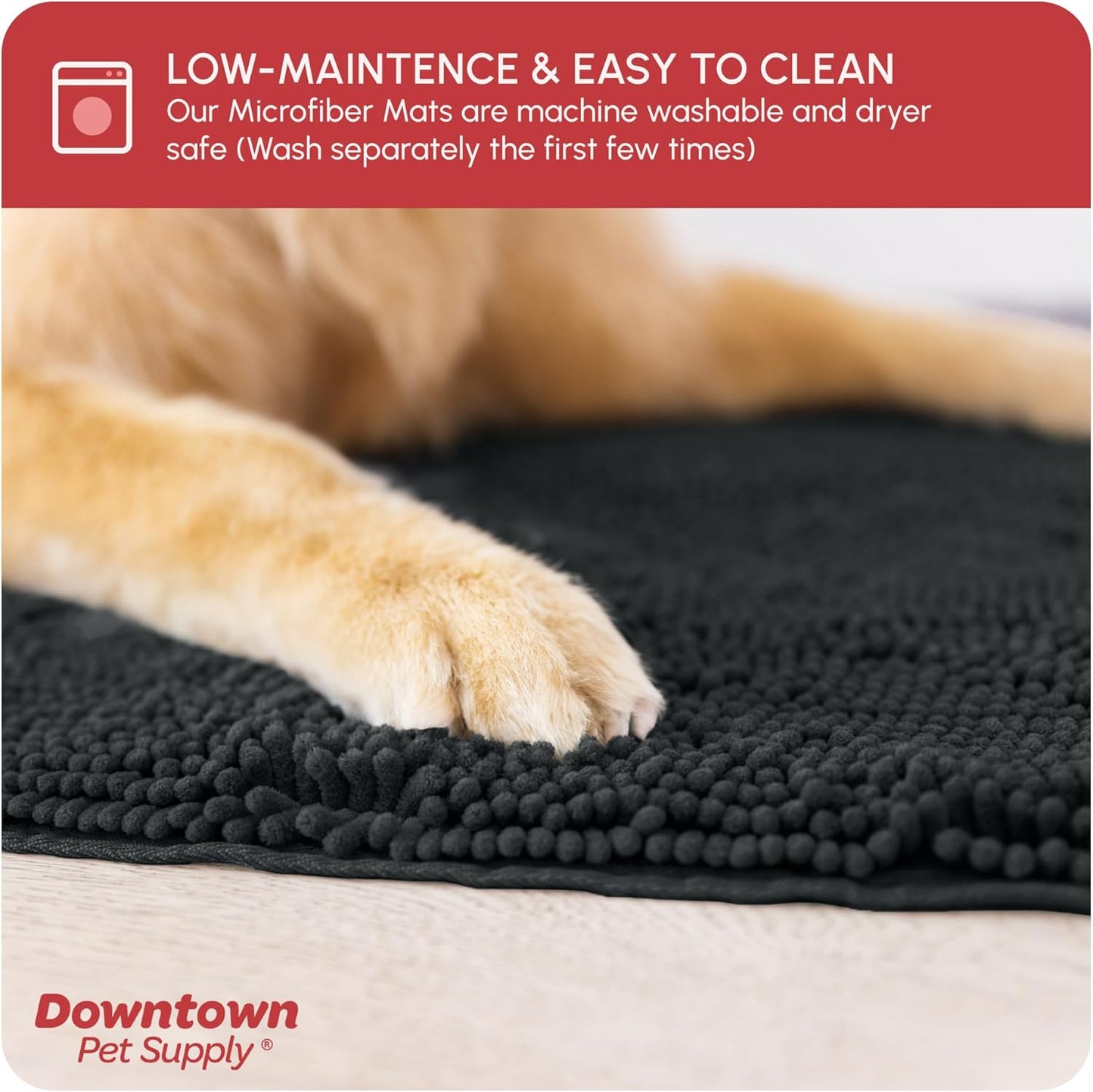 My Doggy Place Microfiber Dog Mat for Muddy Paws, 60" x 36" Charcoal - Non-Slip, Absorbent and Quick-Drying Dog Paw Cleaning Mat, Washer and Dryer Safe - X-Large/Runner