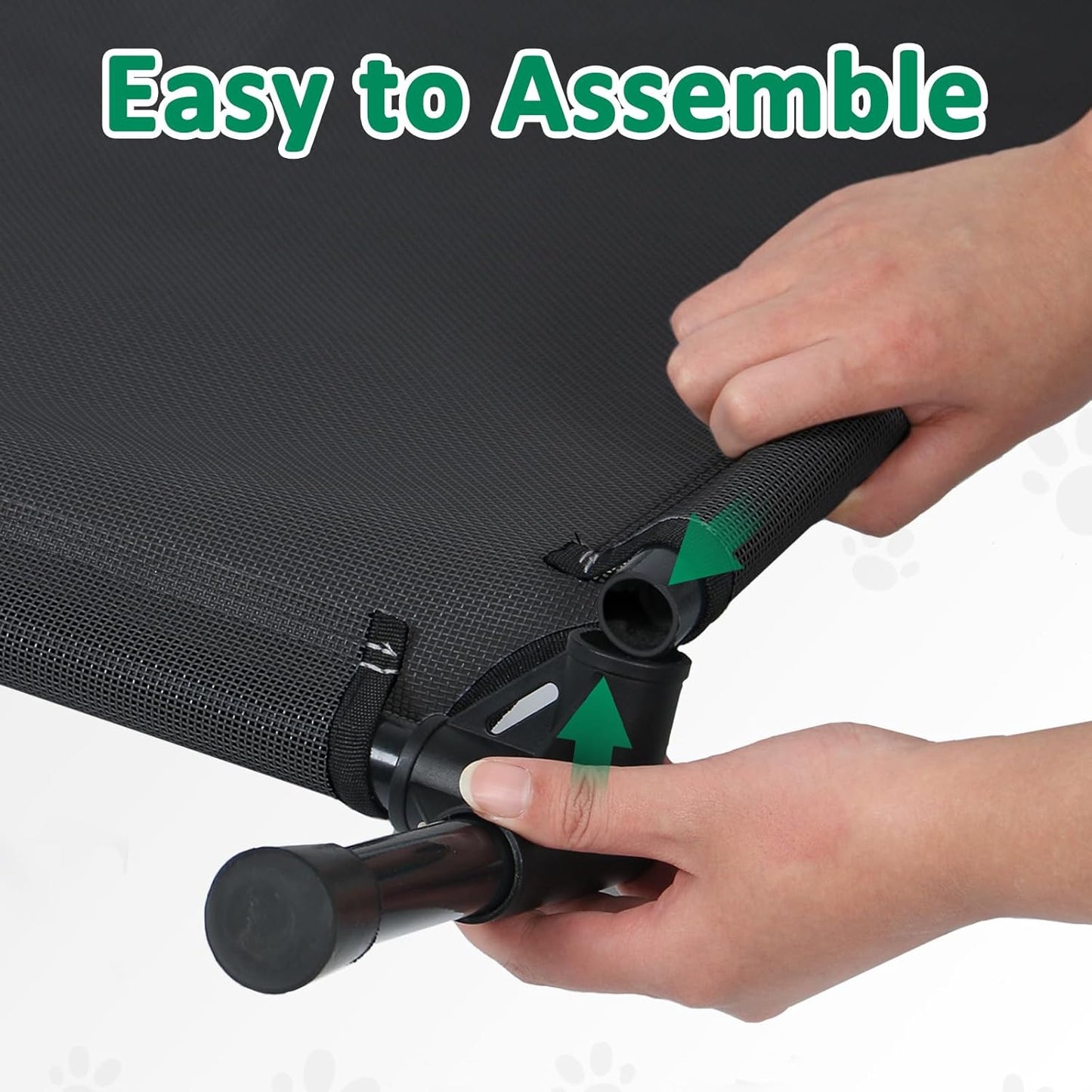 XL Elevated Dog Bed Outdoor, Cooling Raised Dogs Cot with Breathable Mesh & Anti-Slip Feet, Lifted Dog Beds with Frame, High Pet Hammock (XL, Black)