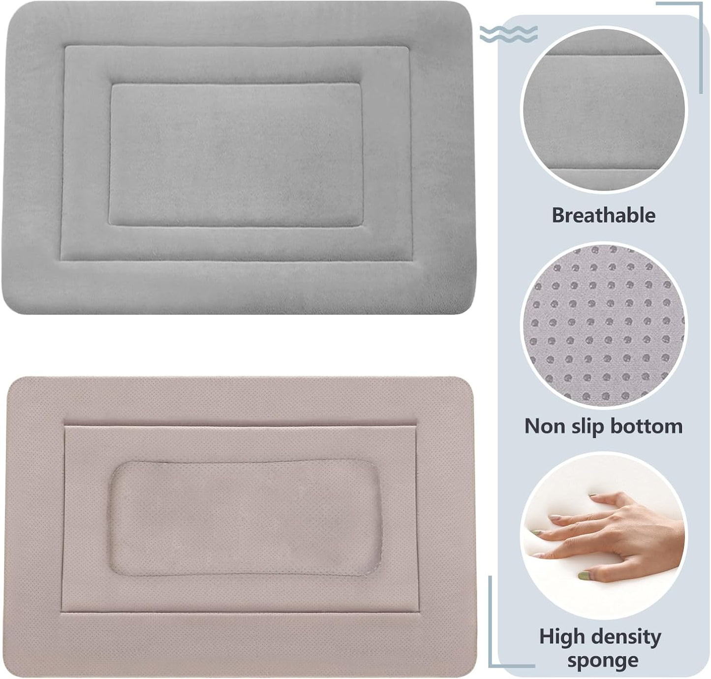 JoicyCo Soft Dog Crate Bed Pad Mat, 48 in Non-Slip Bottom Washable for Extra Large Dogs, Pet Mattress Kennel Pad, Clay Gray