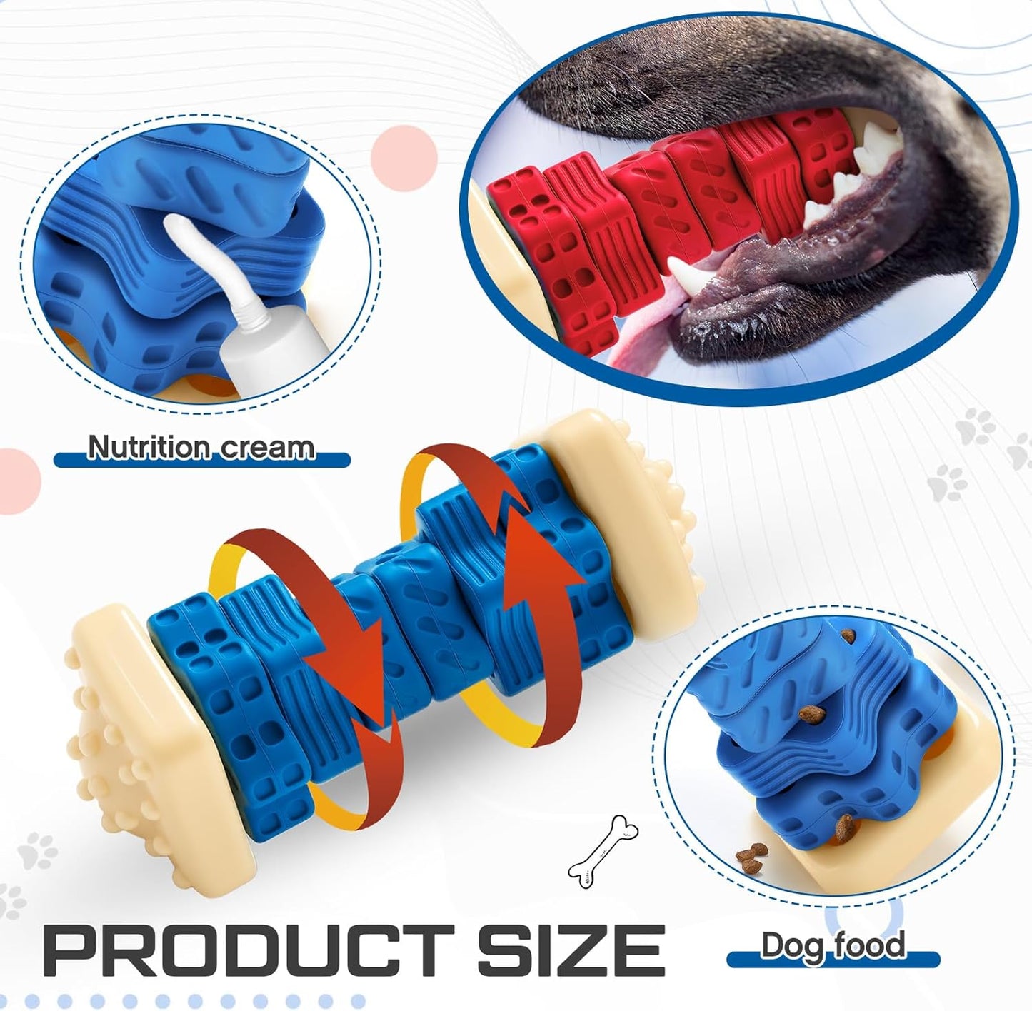 Aliceset 2 Pcs Dog Toys for Aggressive Chewers Tough Durable Indestructible Puzzle Interactive Dog Cognitive Chew Toys with Beef Flavor, Safe Rubber Bone Shape Enrichment Gift to Keep Them Busy