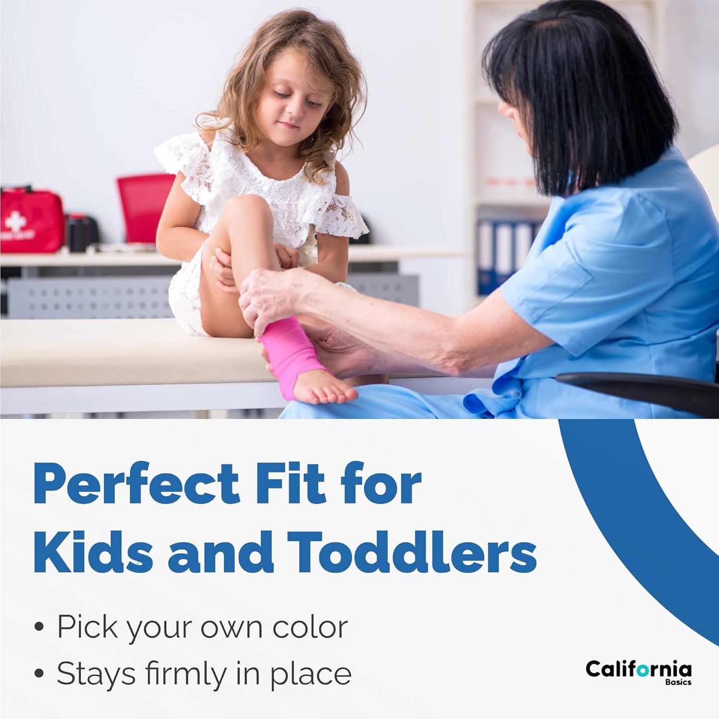 California Basics Self-Adhesive Medical Tape (2 inch) - Pack of 12 - Cohesive Bandage Wrap Rolls - Waterproof Athletic Tape - Self Adhesive Medical Adhesive Bandage Wrap - Vet Stretch Wrap