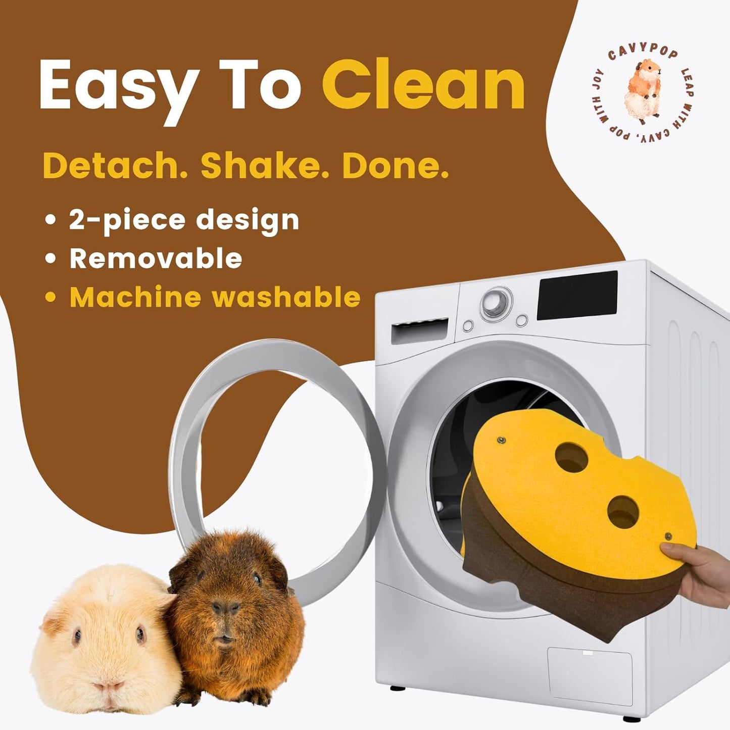 Guinea Pig Hideout Guinea Pig Tunnel Washable Tube with Cheese-Hole Design Soft Cozy Hideaway for Cage Corner Indoor Play and Enrichment-Brown