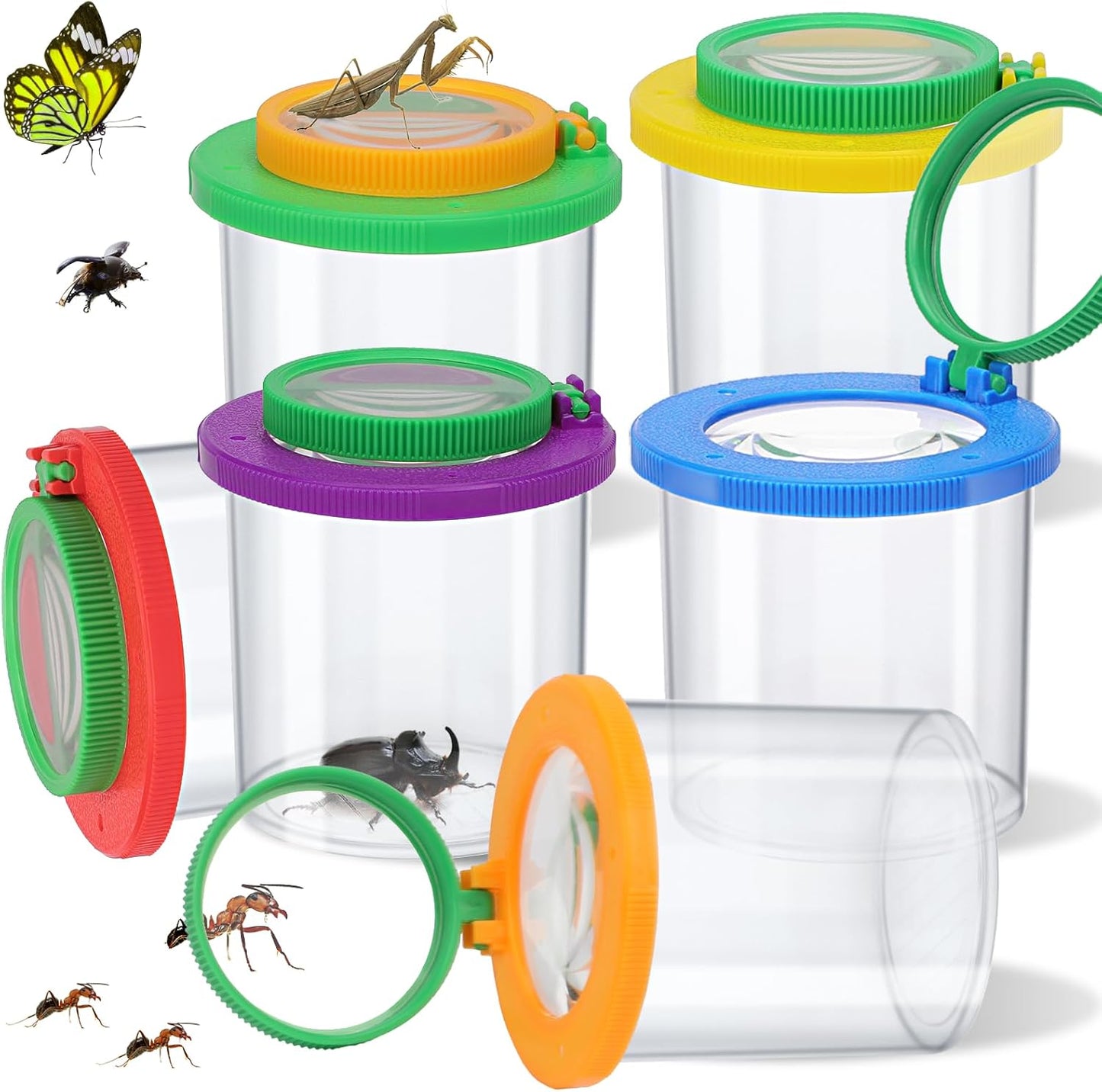 Coopay 6 Pieces Magnifying Insect Box - Bug Viewer, Critter Insect Cage, Container, Bug Catcher Cage, Jar Collecting Kit for Children, Kids Science Nature Exploration Tools