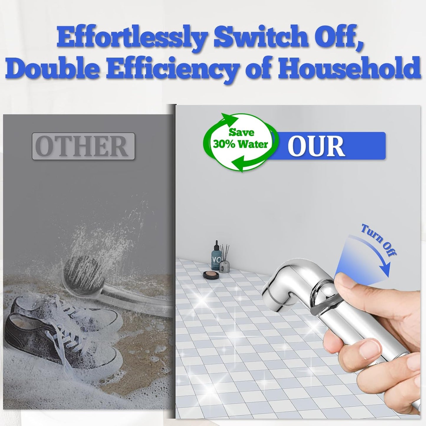 Dog Shower Attachment Metal, YDmeet Pet Washing Hose Attachment for Fast & Clean Bathing, Brass 3 Way Diverter, Adjustable Sprayer wtih Turn Off, 8 ft Hose and Holder, Chrome