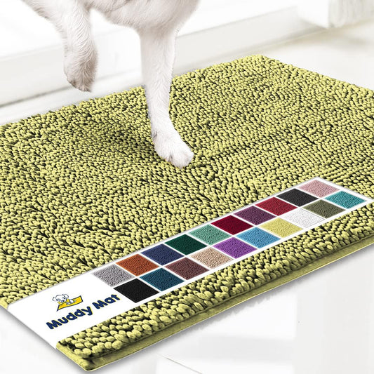 Muddy Mat® Original Dog Door Mat for Muddy Paws, Super Absorbent Microfiber, Non-Slip Washable Pet Rug, Quick Dry Chenille Entryway Carpet, Machine Washable Indoor Outdoor mat, Yellow 18"x28"