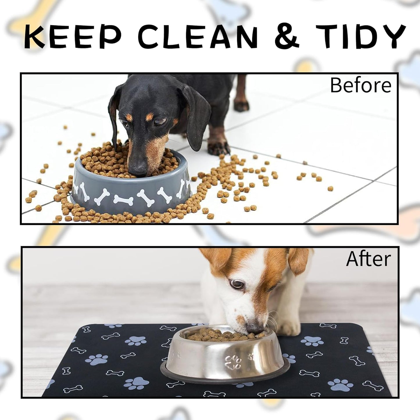 Pet Cat Dog Food Mat Non Slip Mat for Dog Water Bowl Mat Quick Dry Absorbent Cat Feeding Mat, 18.1 * 11.8 in, Dark Grey