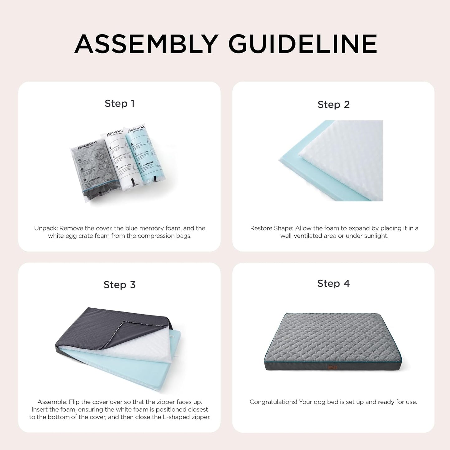 Bedsure Orthopedic Dog Bed for Extra Large Dogs and Crate - Thick Memory Foam Pet Mattress with Removable Washable Cover and Egg Crate Foam, Suitable for Pet Up to 100 lbs, XL 41x29x4 Inches, Black