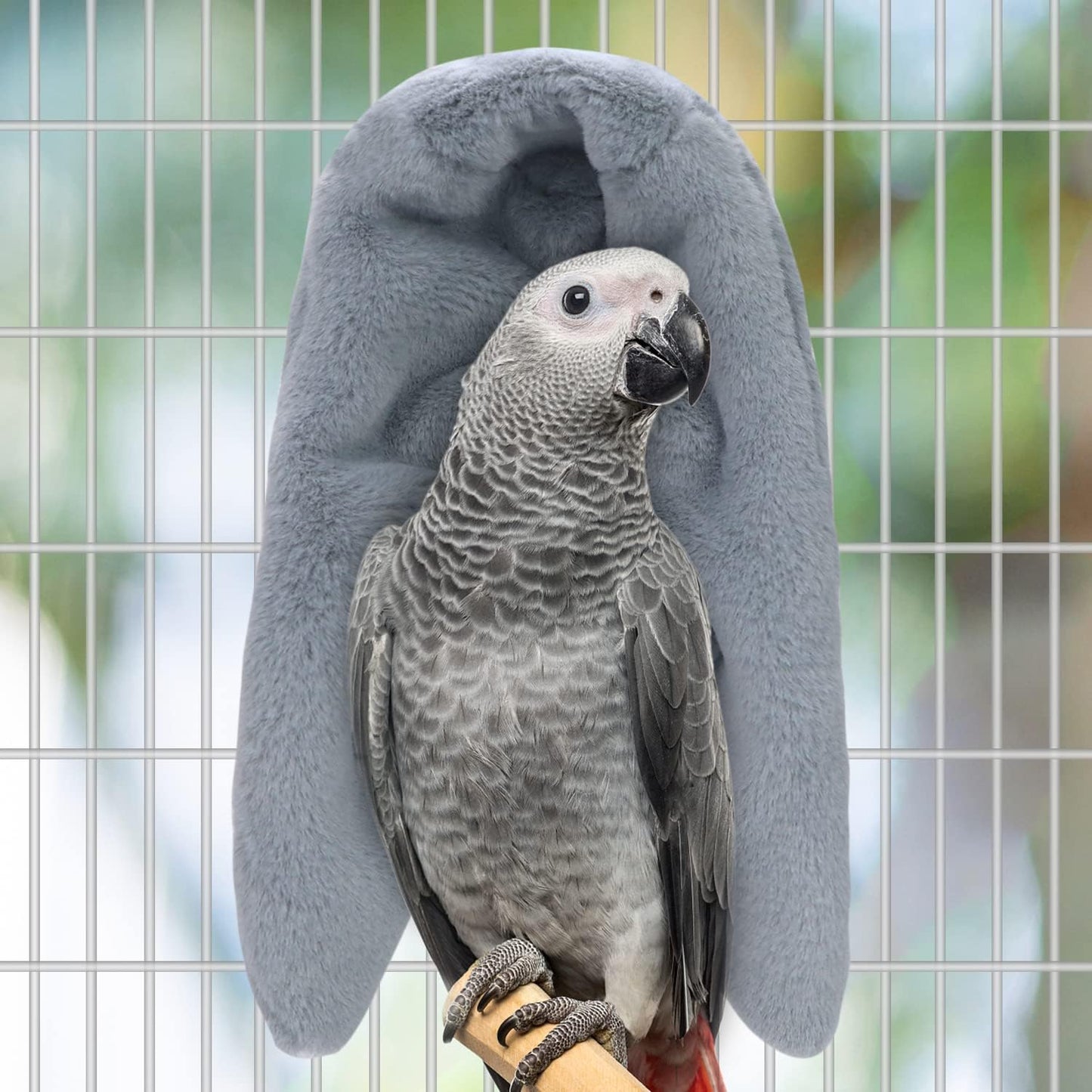 Cozy Bird Blanket Parrot Cage Snuggle Hut Warm Bird Nest House Bed Hanging Hammock for Parakeet Cockatiel Conure African Grey (Large, Grey)