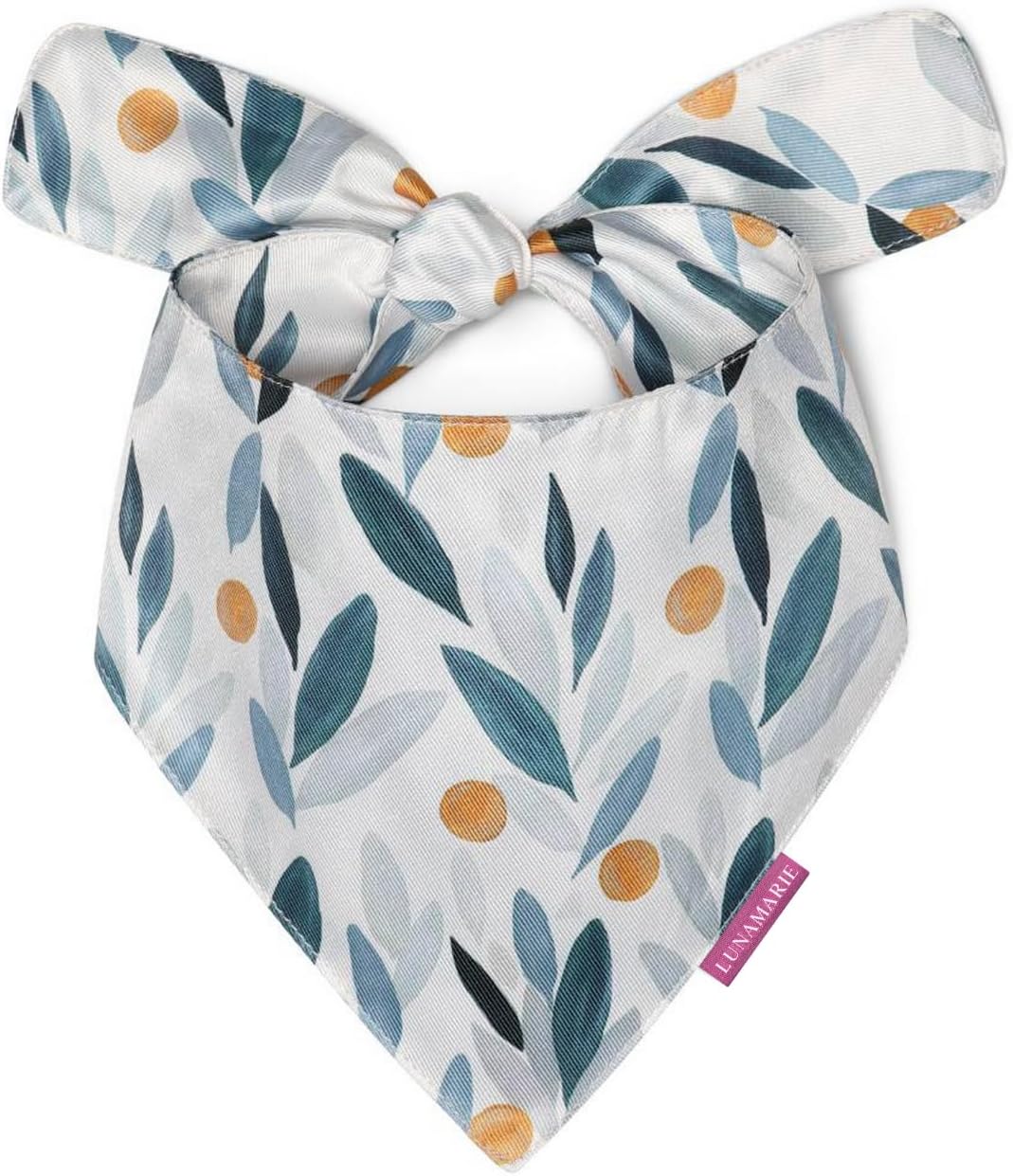 LunaMarie - Luxury Pet Birthday Bandanas -Premium & Silky Poly Fabric | 100% Handmade | Custom Shape Dual Layered (Green/Orange Floral, Medium)