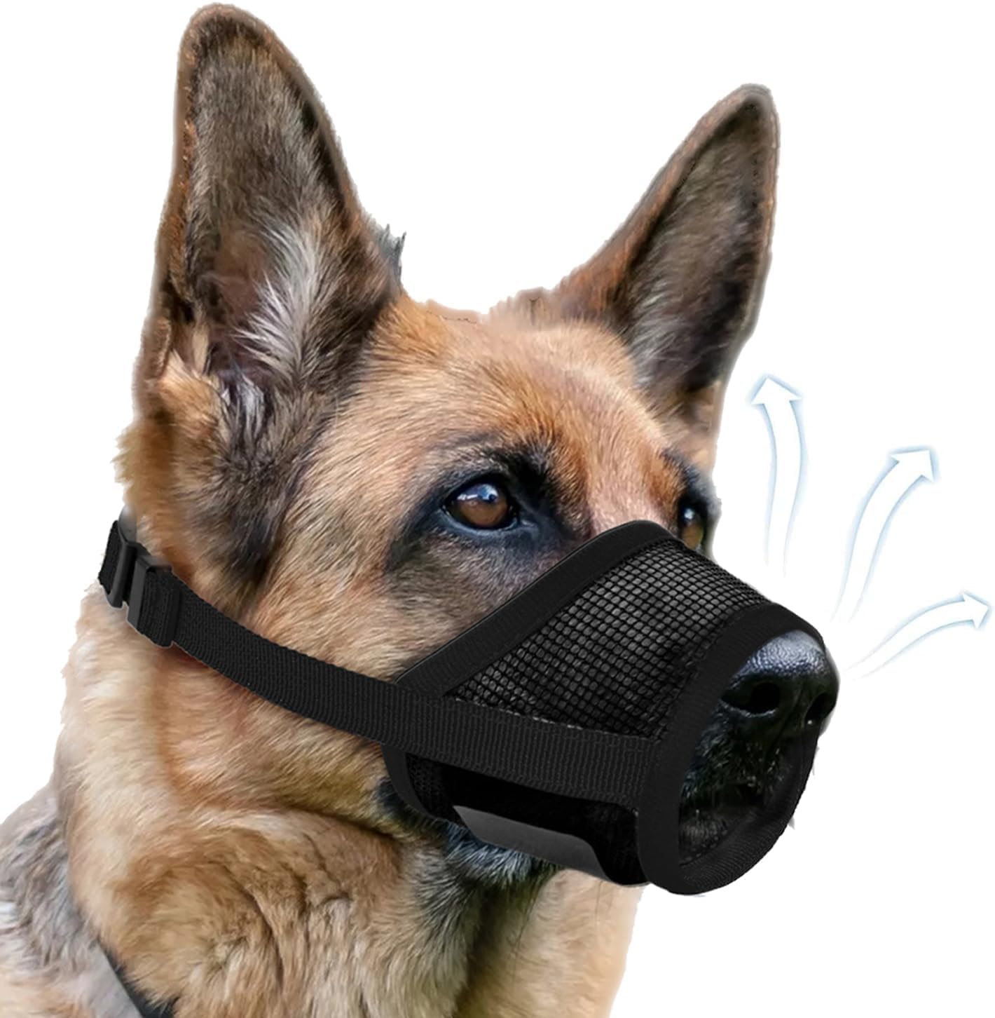 Dog Muzzle, Soft Air Mesh Muzzle for Small Medium Large Dogs Anti Biting Barking Chewing, Breathable Drinkable Adjustable Loop Pets Muzzle for German Shepherd Husky Labrador Retriever (Black,S)
