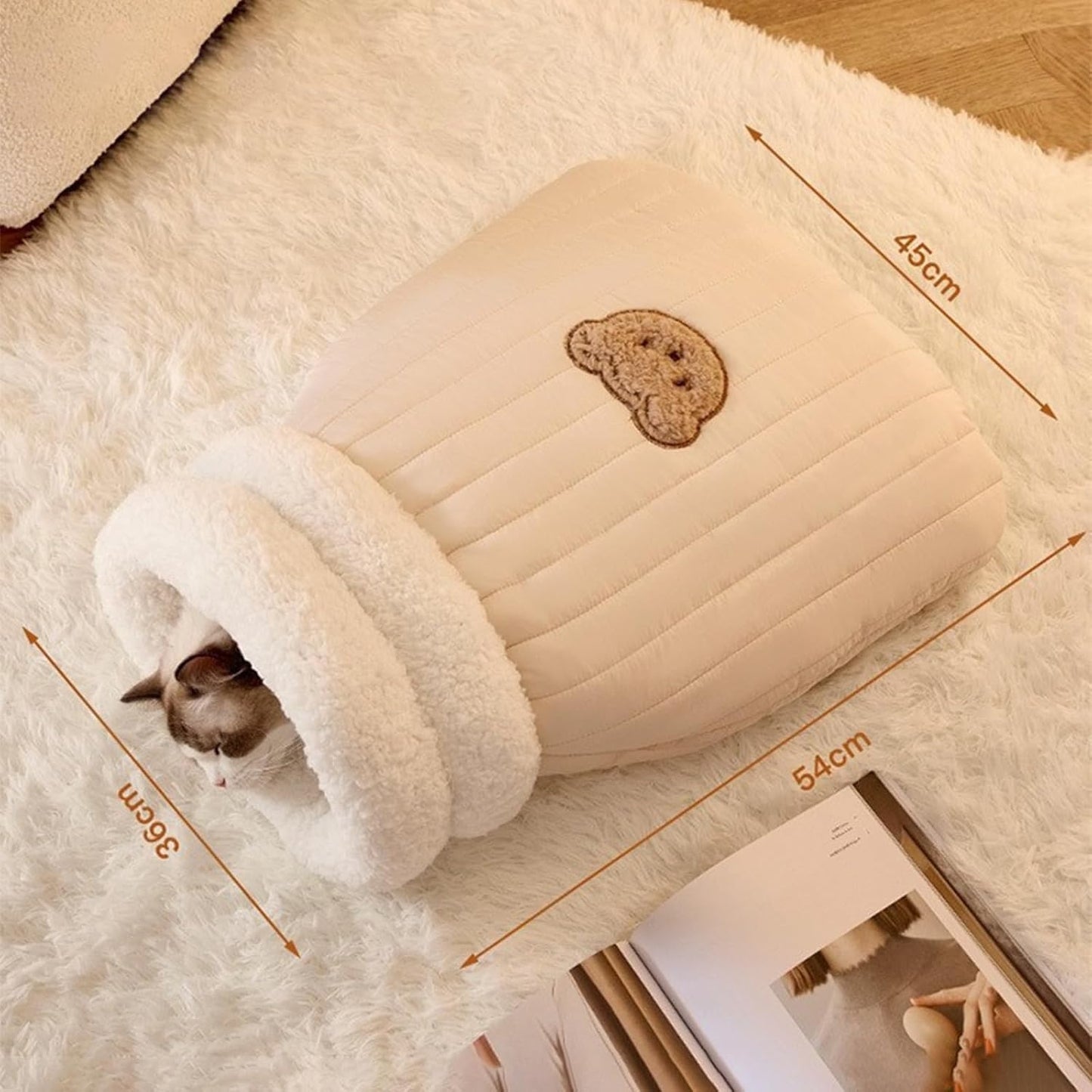 Cat Sleeping Bag for Indoor Cats,Sleeping Bag for Cats,Cozy Cat Winter Sleeping Bag,Warm Cat Sleeping Bag,Soft Fluffy Washable Cat Bed Cave,Cat Blankets for Indoor Cats (H)