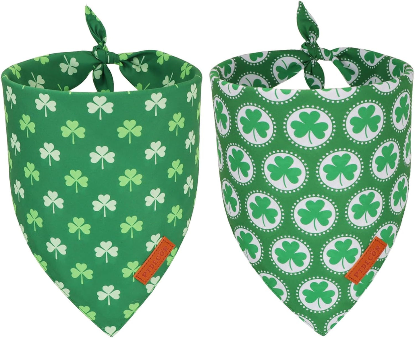 PTDECOR St.Patrick's Day Dog Bandana,Green Shamrock Reversible Holiday Dog Scarf, Multi Size, Triangle Irish Bandanas for Small Pets (Small)