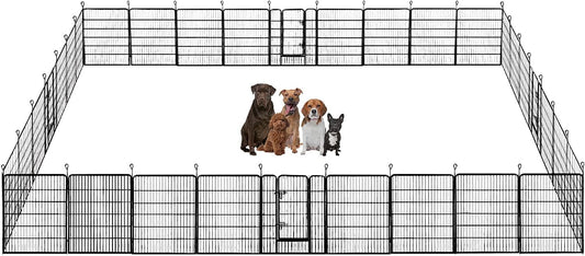 BestPet Dog Playpen Indoor 40 inch 32 Panels Metal Dog Pen Pet Dog Fence Outdoor Exercise Pen with Doors,Pet Puppy Playpen for RV Camping Yard, Black