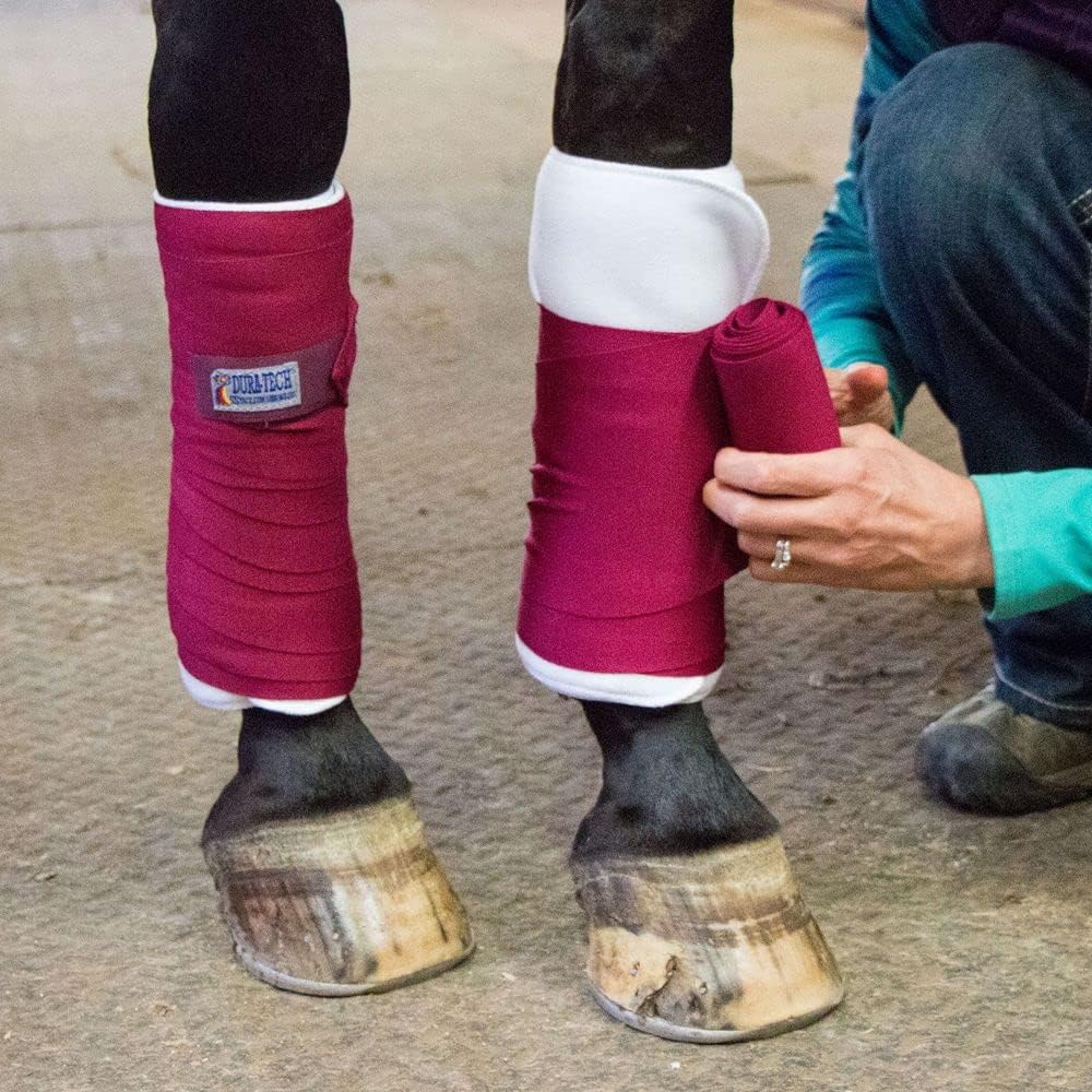 Dura-Tech Standing Wraps for Horses | Color Green | Optimal Comfort & Support | Ideal for Post-Exercise & Trailering | Right Tension Application | Secure Closure