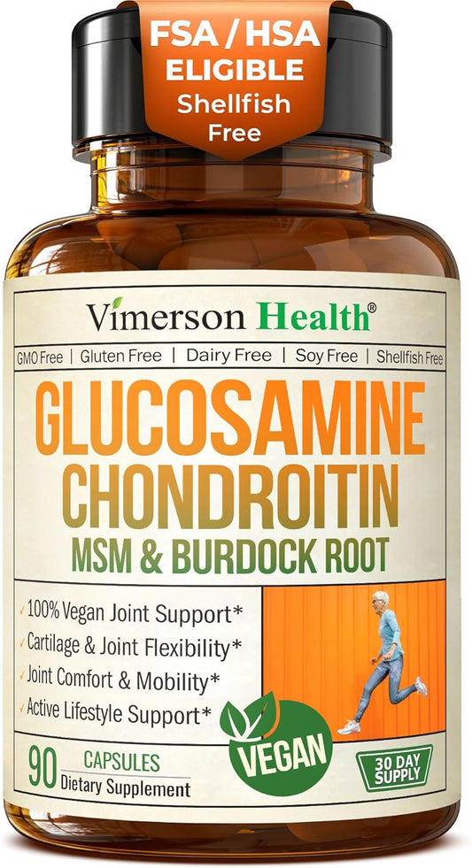 Glucosamine Chondroitin MSM – Joint Support Supplement for Women and Men with Glucosamine Sulfate 1500 mg, Chondroitin and MSM – for Cartilage, Joint Health and Flexibility – 90 Capsules, Vegan