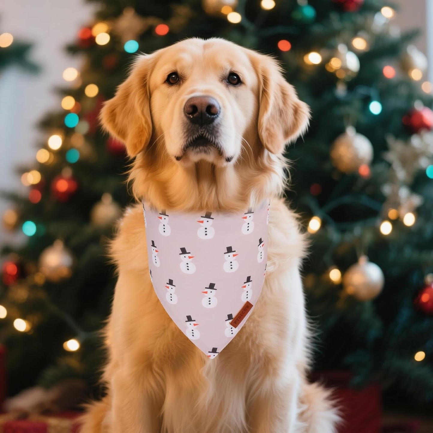 PTDECOR Christmas Dog Bandana, Santa and Snowman Design Reversible Holiday Pet Scarf, Premium Durable Fabric, Triangle Christmas Bandanas for Extra Large Dogs (X-Large)