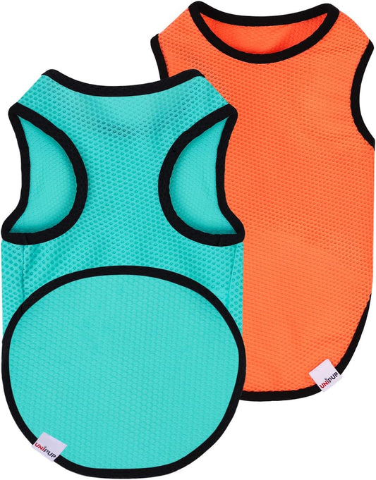 2 Pack Cooling Shirts for Dogs, Lightweight Mesh Breathable Dog Clothes for Small Dogs Boy Girl,Sun-Protection Sleeveless Shirts for Dog&Cat Puppy Vest Pet Apparel - M
