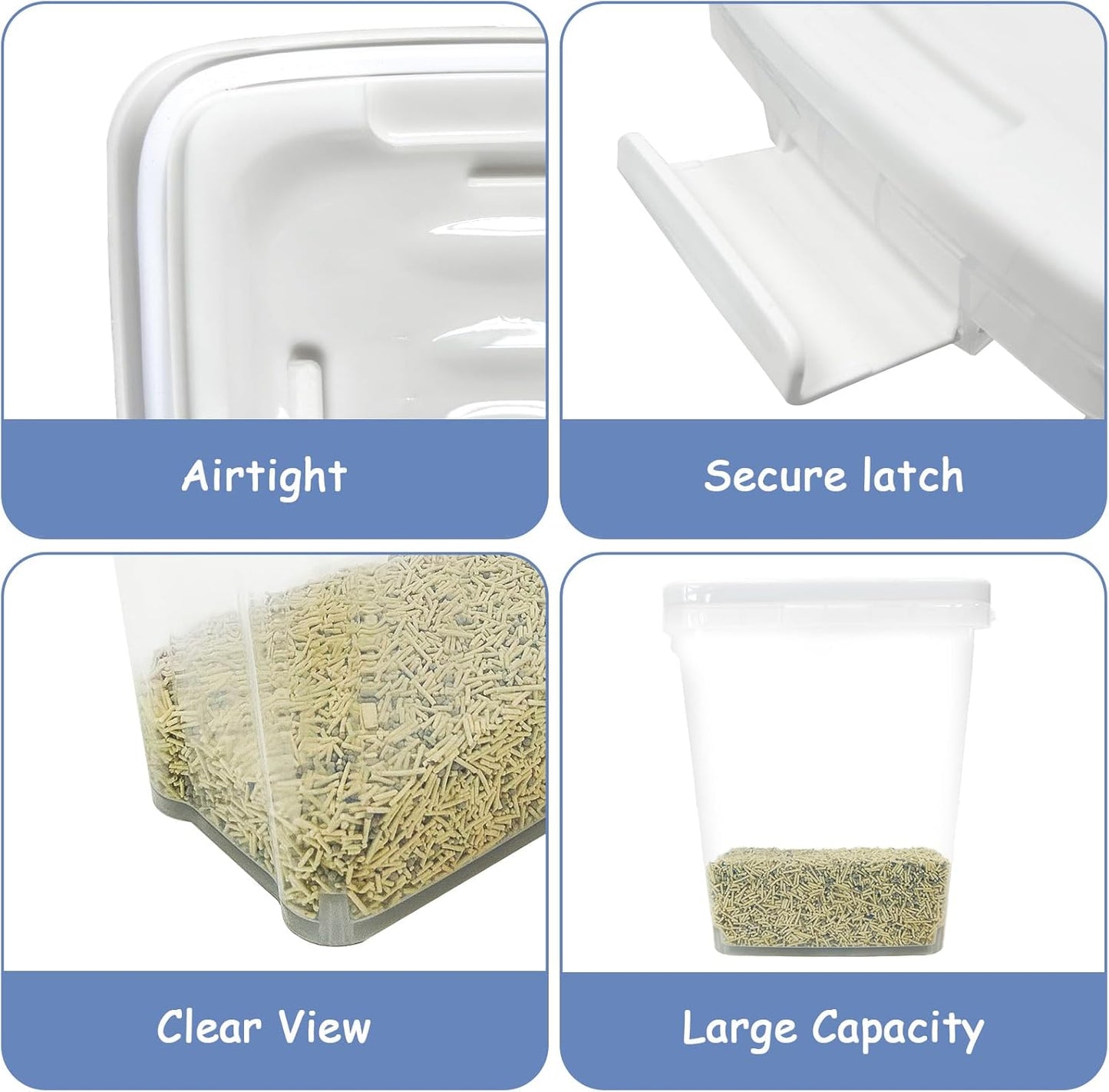 2 Pcs Cat Litter Storage Container with Airtight Lid Cat Litter Storage Bin with Spout Sealable Heavy Duty Bucket