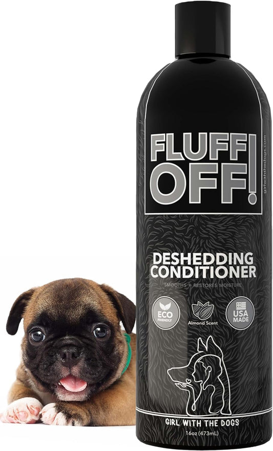 Fluff Off! by Girl With The Dogs, Natural Deshedding Dog/Cat Conditioner, 16 Oz, Made in USA 8 Wks+