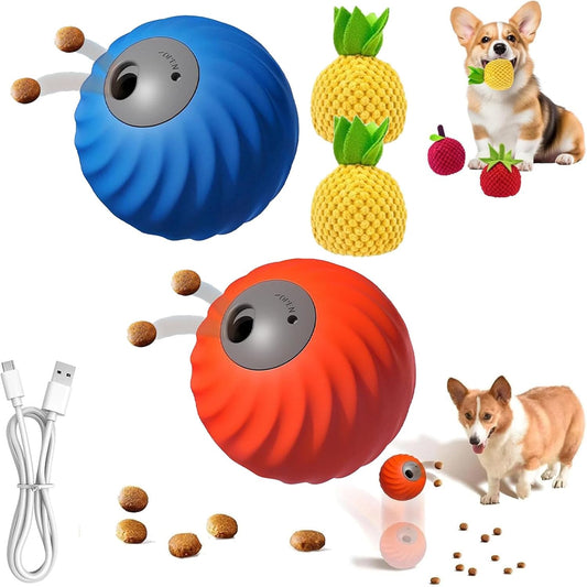 Zoomie Buddy 2.0, Zoomie Buddy for Dogs, 2 in 1 Smart Touch Interactive Dog Balls ＆ Pet Feeder, 2.83" Diameter, Suitable for Small/Medium Dogs, with Fruit Plush Cover (Blue+Orange, Pineapple)