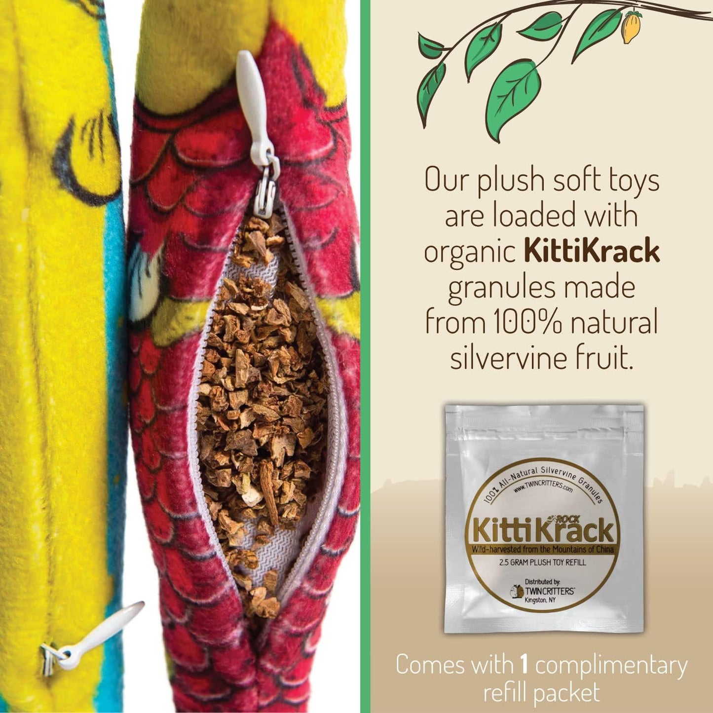 Silvervine Sardine 2-Pack Organic Catnip Substitute Toys for Cats & Kittens | 100% All-Natural Wild Harvested | 2 Refillable Sardine Kicker Cat Toys