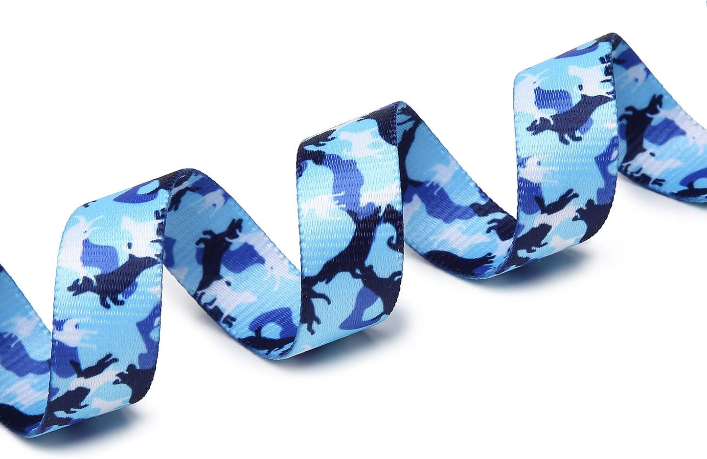 Mercano Adjustable Dog Collar - Special Design Patterns, Soft Nylon Comfortable Durable Pet Collar for Small Medium Large Dogs (S, Dog Camouflage Blue)