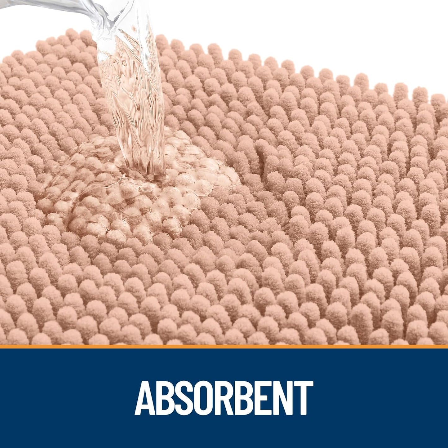 OLANLY Dog Door Mat for Muddy Paws 30x17, Absorbs Moisture and Dirt, Absorbent Non-Slip Washable Doormat, Quick Dry Chenille Mud Mat for Dogs, Entry Indoor Entryway Carpet for Inside Floor, Peach