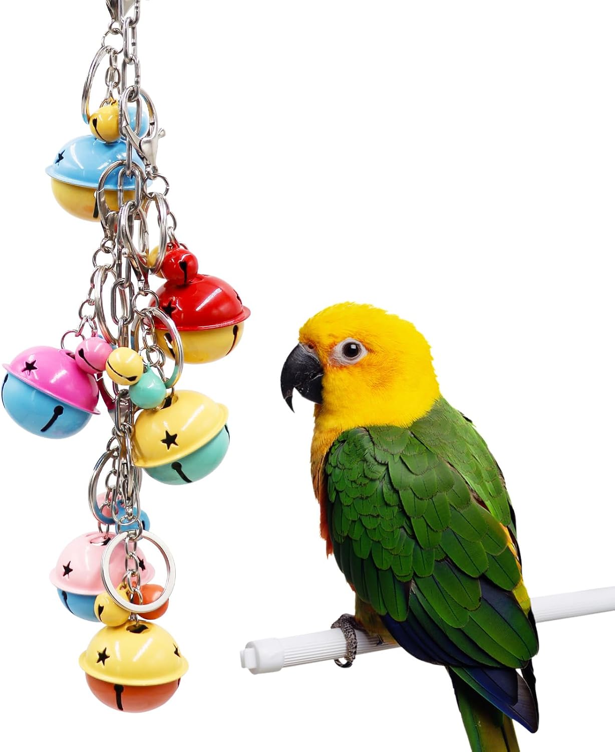 Oooct Bird Swing Bells Toys, Colorful Parrot Metal Bells, Hanging Bird Chewing Toys, Bird Cage Accessories, Suitable for Small to Medium Birds Budgie Lovebirds Conures Parakeets Cockatiels Rats