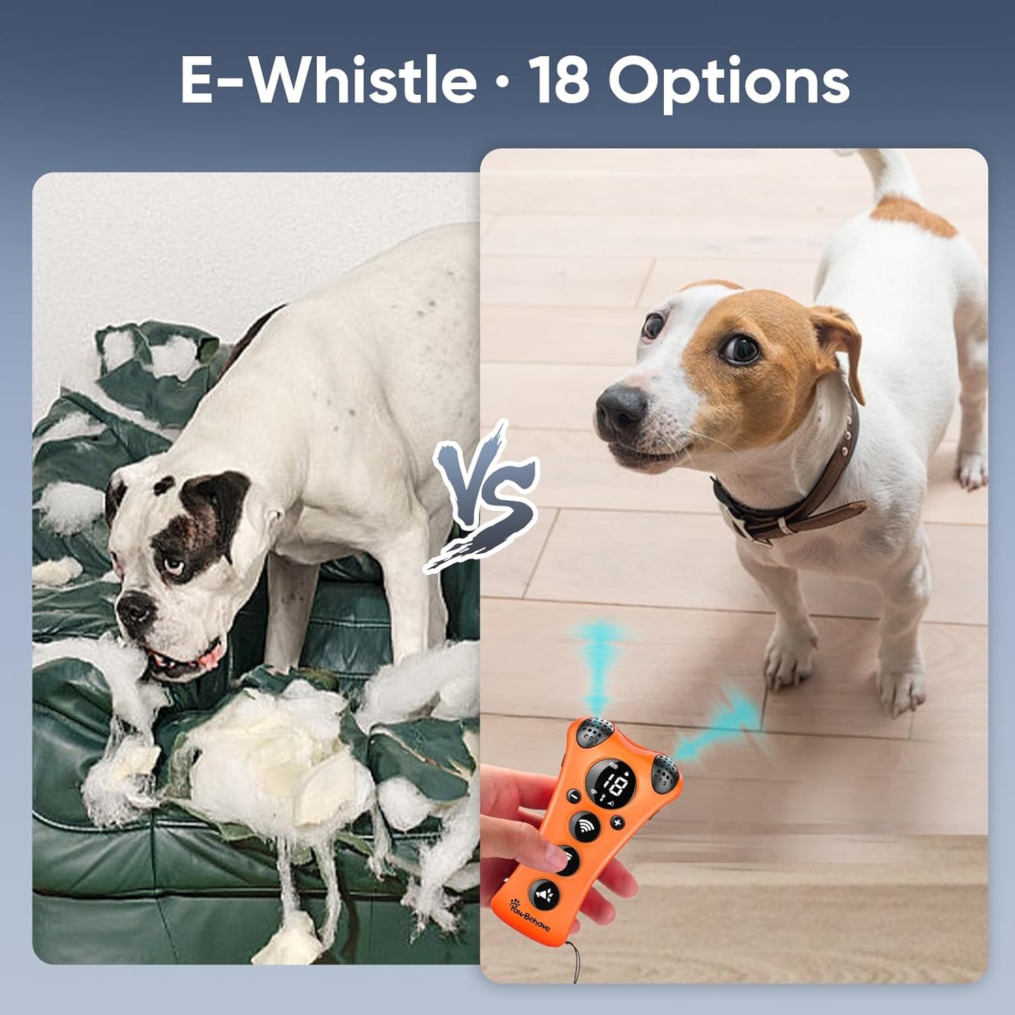 Adjustable Ultrasonic Dog Trainer – World's First Variable Frequency Pet Behavior Corrector with 10 Level Ultra Sound, 18 Dog Whistles, Anti-Bark Flashlight, Humane Dog Deterrent (Orange)