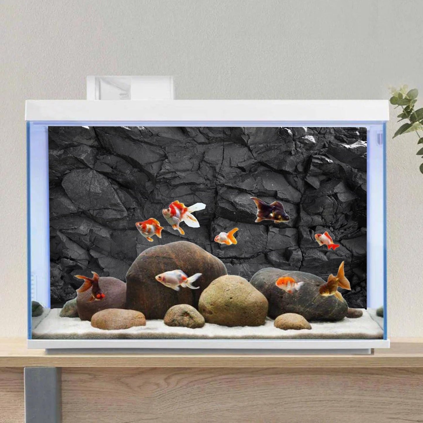 AWERT 72x18 inches Stone Aquarium Background Black Rock Fish Tank Background Rocky Terrarium Background Vinyl