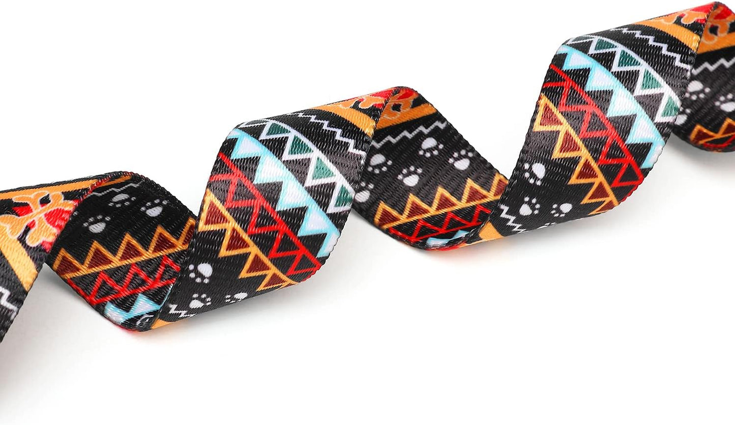 Mercano Adjustable Dog Collar - Special Design Patterns, Soft Nylon Comfortable Durable Pet Collar for Small Medium Large Dogs (L, Ethnic Gold)