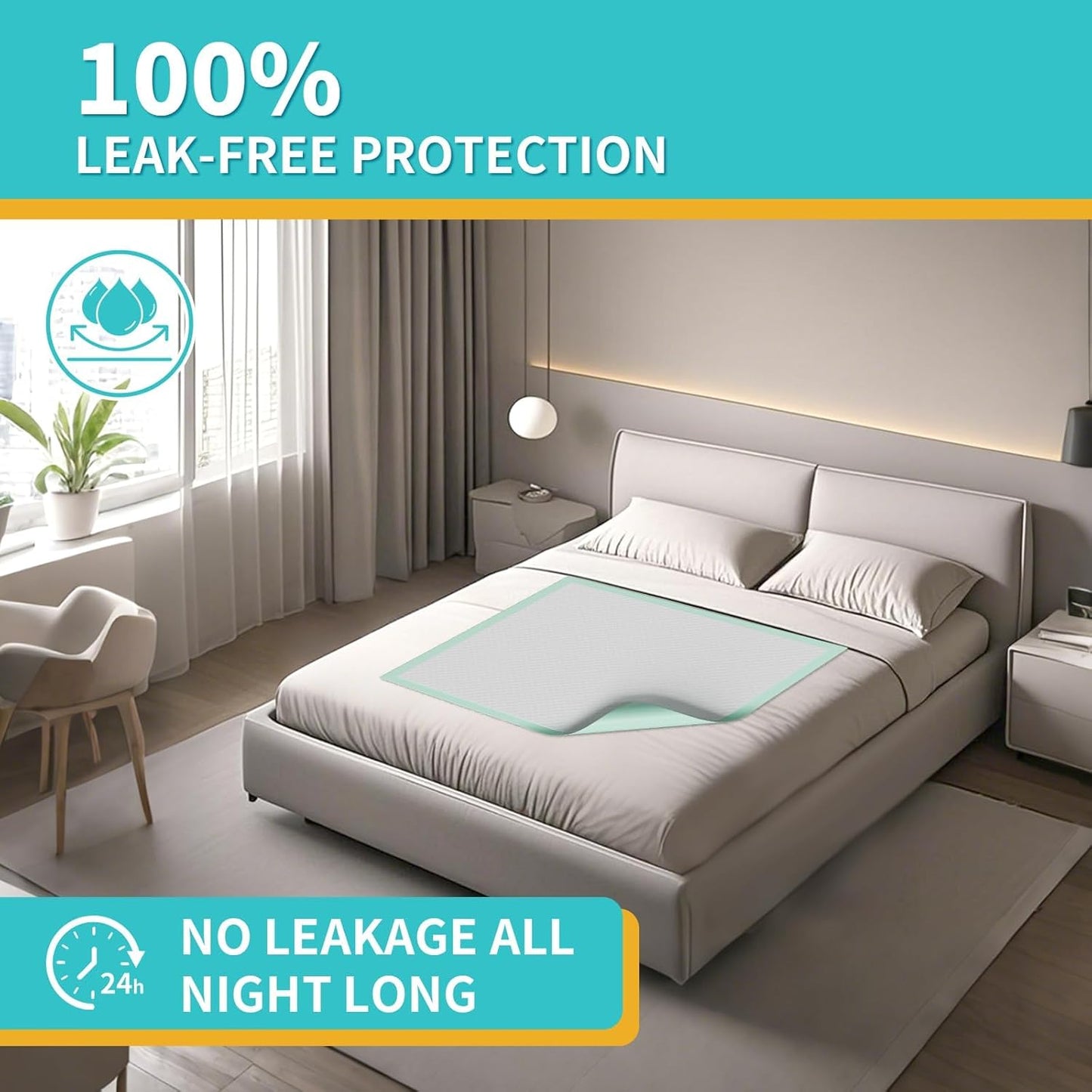 Disposable Bed Pads 40x36 Inch (40 Pack) - Extra Large, Super Absorbent Underpads for Adults & Pets, Waterproof Incontinence Pads, Mattress Protector [100x91CM]