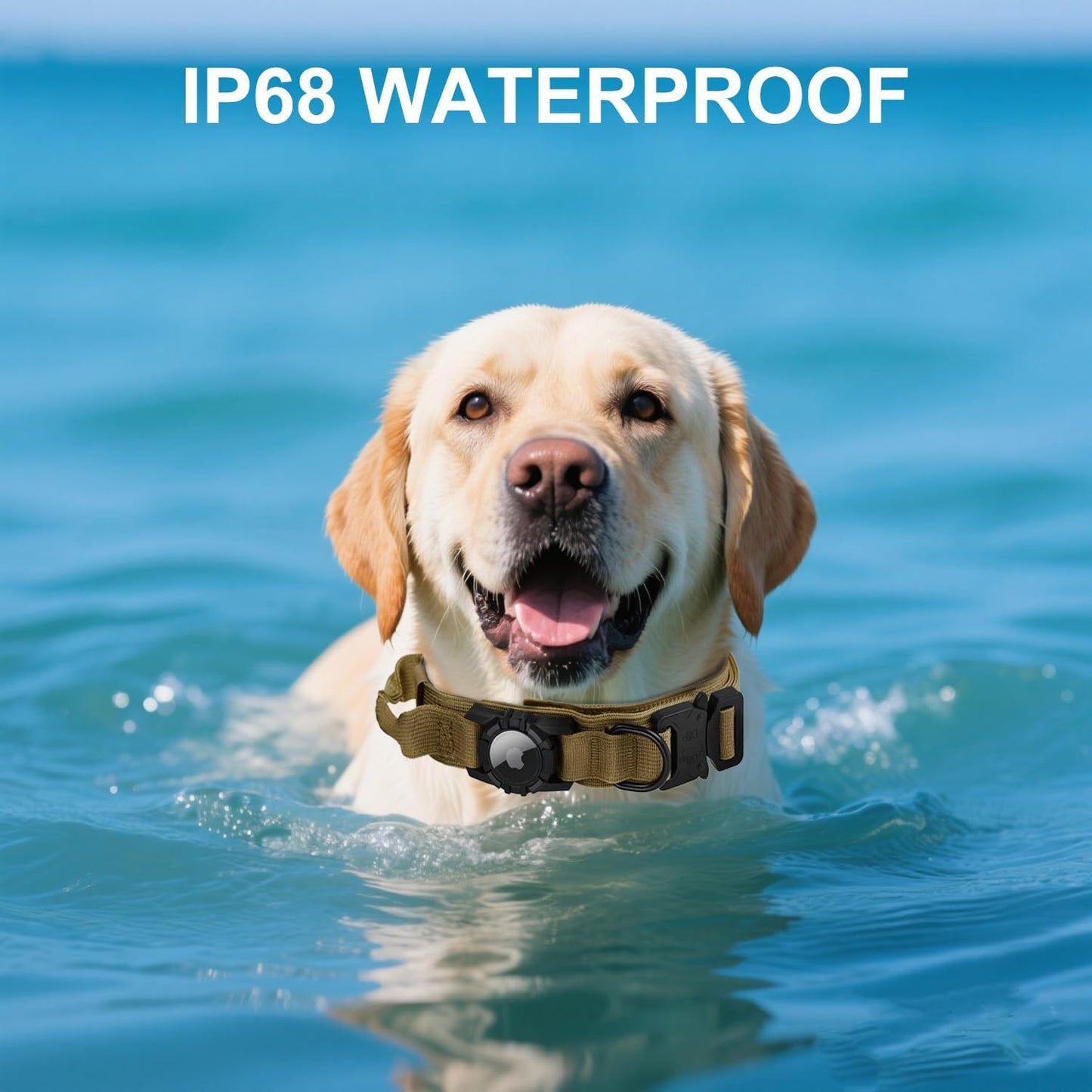 Tactical AirTag Dog Collar - Heavy Duty, Adjustable GPS Collar Compatible with Apple AirTag, with Holder & Control Handle for Medium/Large Dogs [ Brown, L ]