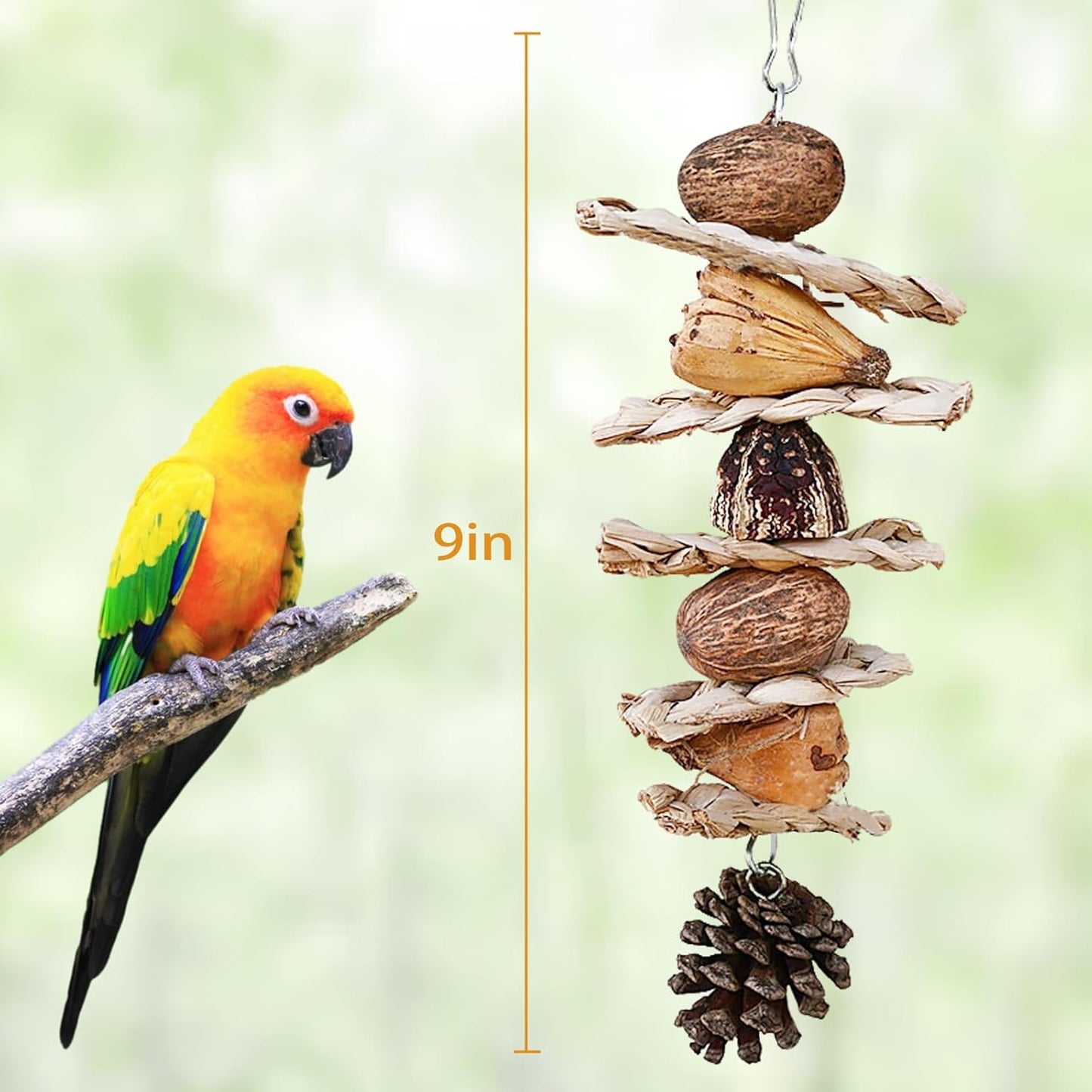 Bird Toys ：Straw-Woven Parrot Toys,Parakeet Chewing Hanging Toy Bird Cage Accessories，Suitable Parrots Budgies Cockatiels Lovebird Monk Parakeet Amazon Parrot Sun Conure