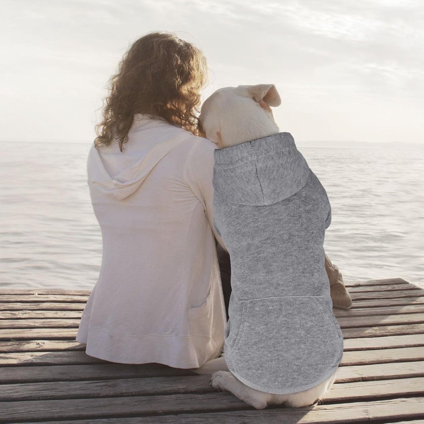 Dog Hoodie Dog Sweaters for Large Dogs Dog Sweater Solid Soft Brushed Fleece Dog Clothes Dog Hoodie Sweatshirt with Pocket(Grey-XXL)