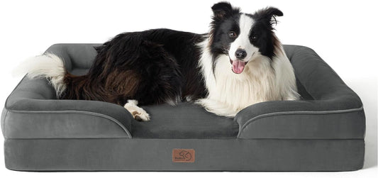 Bedsure Orthopedic Dog Beds Large Sized Dog - Washable Large Dog Cat Bed Waterproof, Comfort Dogs Couch Sofa with Washable Removable Cover, Pet Bed with Nonskid Bottom, Dark Grey, 35"