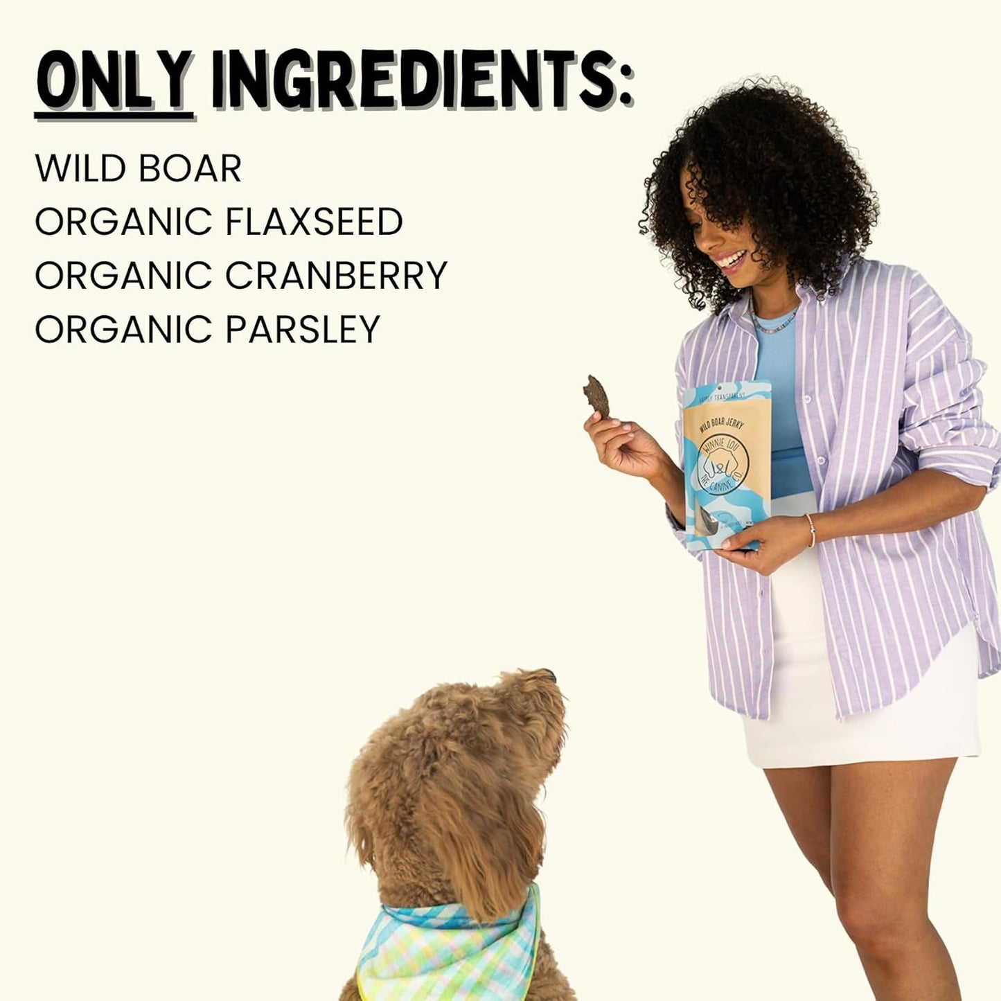 Winnie Lou Wild Boar Jerky Dog Treats – Limited Ingredient, Human Grade, Training Treats for Small, Medium & Large Dogs, Made in USA (2 Pack)