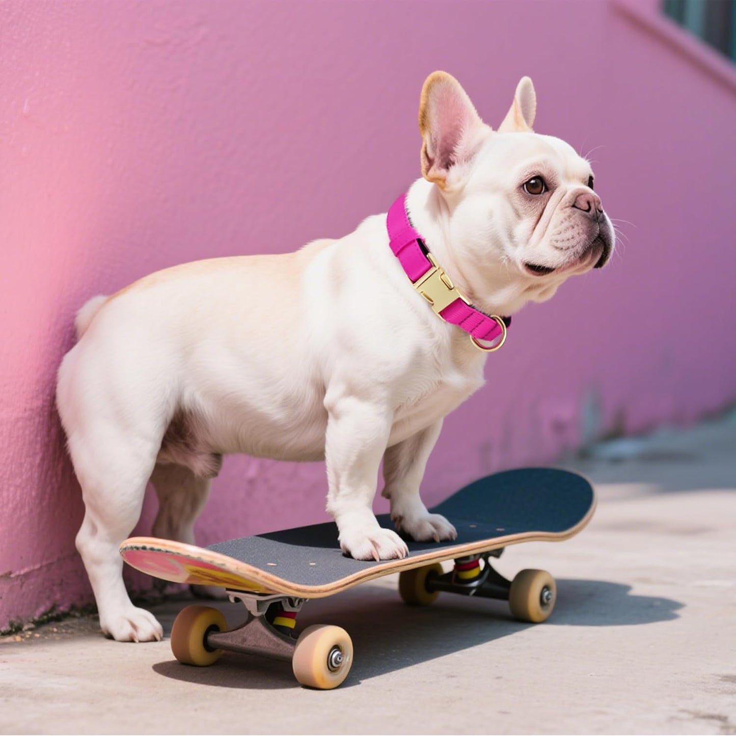 Didog Soft Padded Dog Collar for Large Dogs, Colorful and Durable Pet Collar with Quick Release Buckle, Light and Breathable for Daily Walking, Rose Purple, L