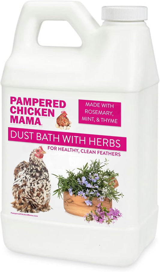 Pampered Chicken Mama 6 lb Dust Bath with Organic Herbs & Essential Oils for Chickens, Quail, & Poultry | Dust Bath for Chickens to Keep Feathers Clean & Healthy