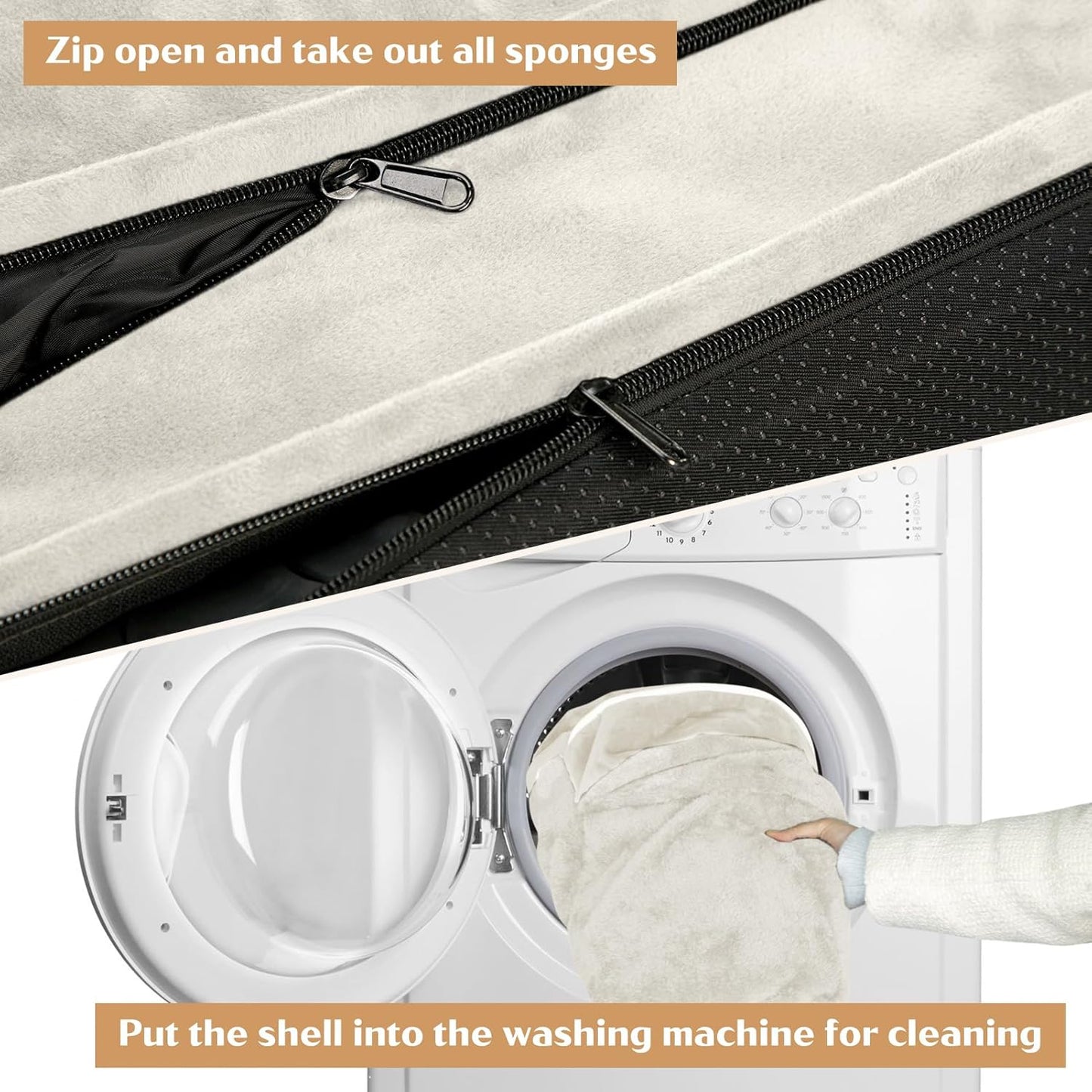 Comfort Expression Large Dog Beds Waterproof Orthopedic Foam Dog Sofa Beds Comfy Pet Bed with Washable Removable Cover & Non-Slip Bottom(Large,Beige)