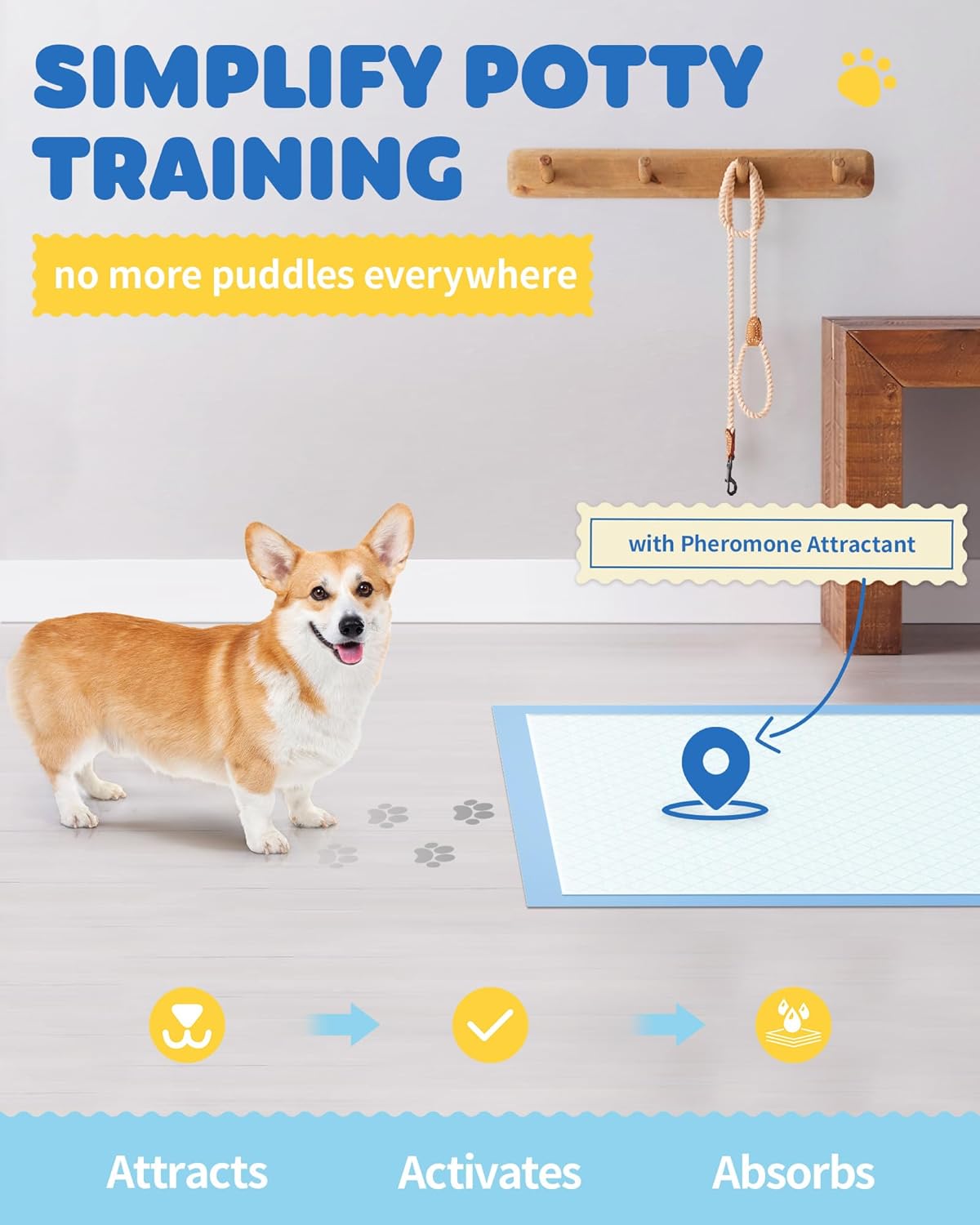 75-Pack XX-Large Puppy Pads - 38" x 28" Pee Pads for Dogs Potty Training with Leak-Proof Quick-Dry Design, 6-Layer Wee Wee Pads for Dogs, Blue